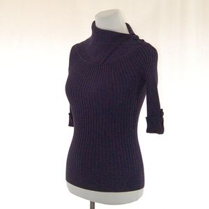 INC Mock/Open Turtleneck with Ribbing & Buttons
